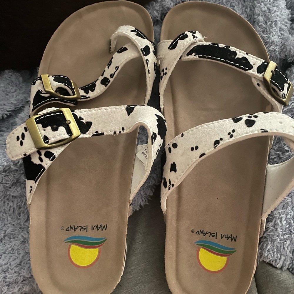 Maui island  Cow print sandals